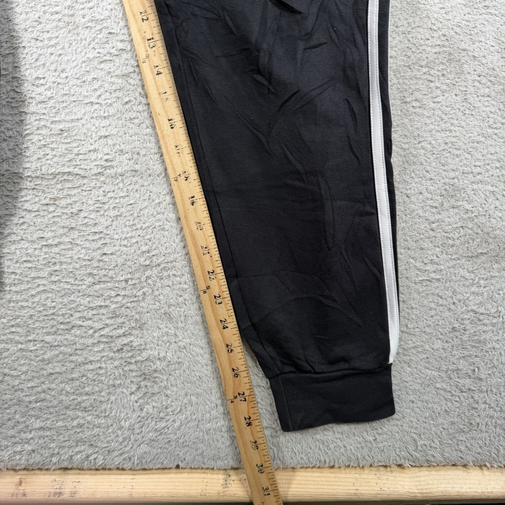 Adidas Sweatpants Men Medium Black Fleece Drawstring Pocket Joggers Gym 3 Stripe - Picture 6 of 8